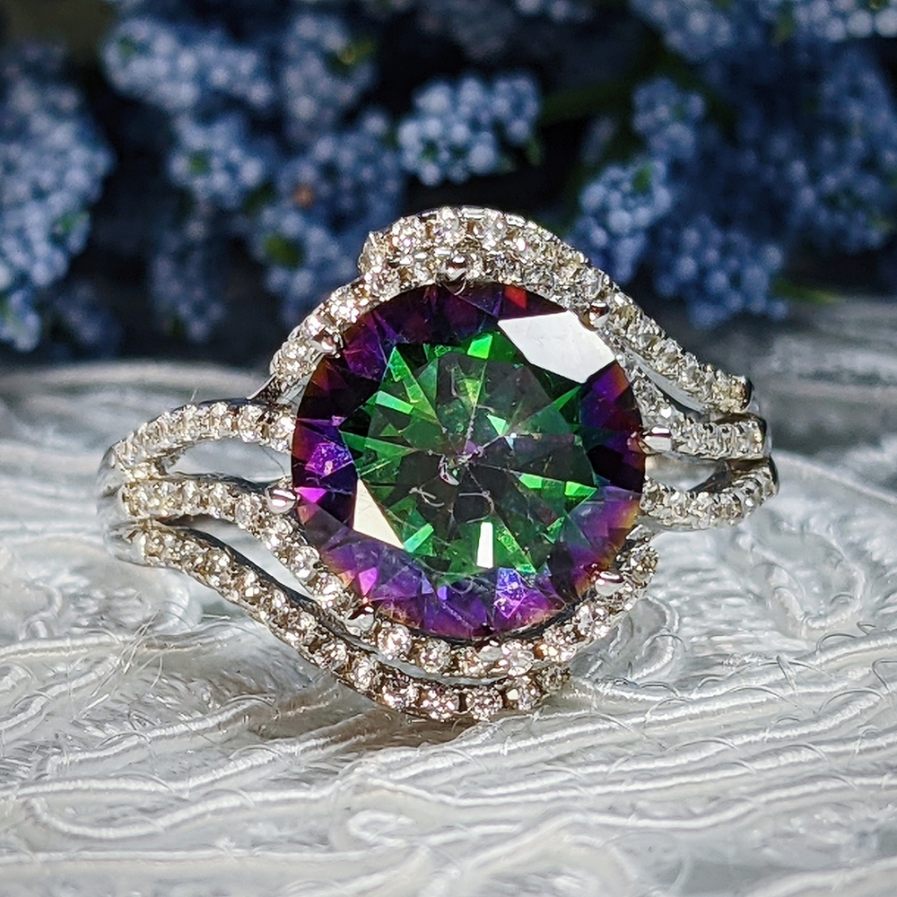 Rainbow Topaz 100% S925 Sterling Silver Ring
